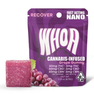 whoa grape cbn cbd thc gummy bite, relax (1:1:1 50mg:50mg:50mg)