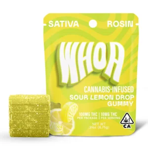 whoa rosin sour lemon drop gummy bite (100mg)