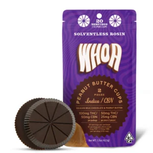 whoa solventless rosin peanut butter cups | indica/cbn | 100mg thc/50mg cbn