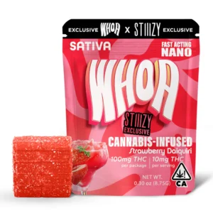 whoa x stiiizy edibles strawberry daiquiri gummies bite (100mg)